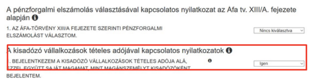 Vállalkozás indítás -KATA nyilatkozat